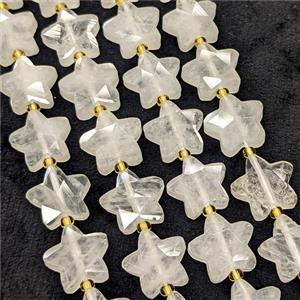 Natural Clear Crystal Quartz Star Beads Faceted, approx 14mm