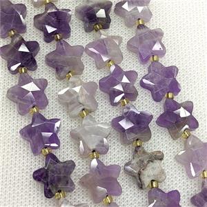 Natural Purple Amethyst Star Beads Faceted, approx 14mm