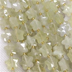 Natural Lemon Quartz Star Beads Faceted, approx 14mm