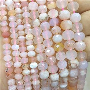 Natural Pink Sakura Agate Beads Faceted Rondelle, approx 7x9mm