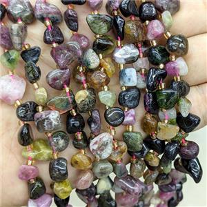 Natural Multicolor Tourmaline Chips Beads Freeform Topdrilled, approx 7-10mm