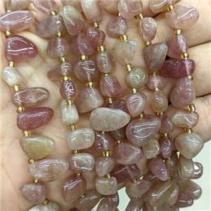 Natural Pink Strawberry Quartz Chips Beads Freeform Topdrilled, approx 10-12mm
