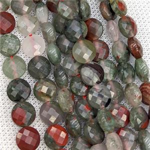 Natural African Bloodstone Button Beads Faceted Coin, approx 8mm
