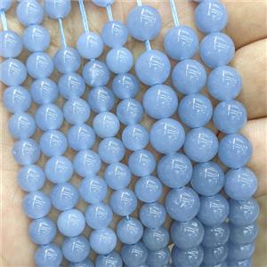 Natural Blue Angelite Beads Smooth Round, approx 8mm