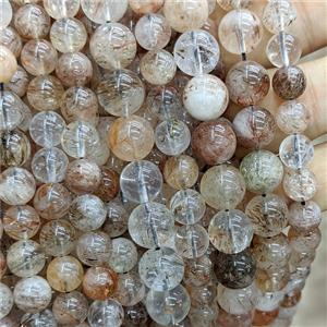 Natural Black Golden Super7 Rutilated Quartz Beads Smooth Round, approx 8mm