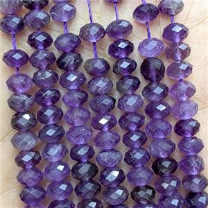 Natural Purple Amethyst Beads Faceted Rondelle, approx 6mm