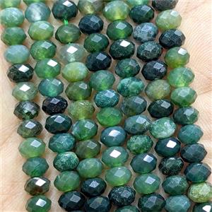 Natural Green Moss Agate Beads Faceted Rondelle, approx 6mm