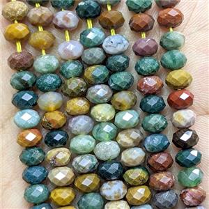 Natural Ocean Agate Beads Multicolor Faceted Rondelle, approx 6mm