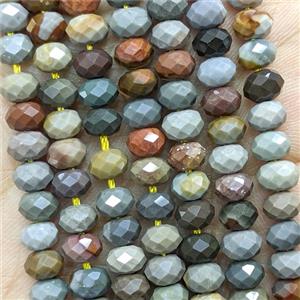 Natural Ocean Jasper Beads Multicolor Faceted Rondelle, approx 6mm