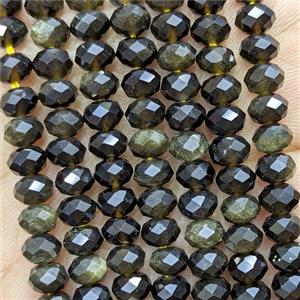 Natural Golden Obsidian Beads Faceted Rondelle, approx 4x6mm