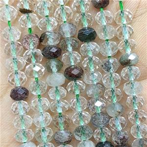 Natural Chlorite Quartz Beads Green Faceted Rondelle, approx 6mm