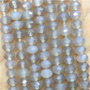 Natural Gray Agate Beads Faceted Rondelle, approx 6mm