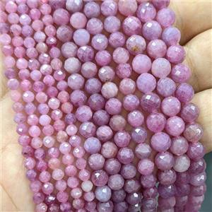 Natural Ruby Beads AA-Grade Red Faceted Round, approx 4mm