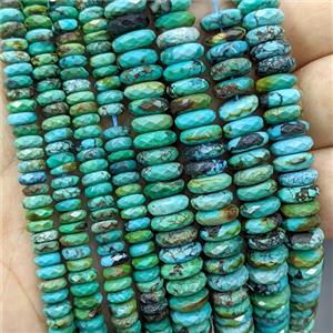 Natural Chinese Hubei Turquoise Spacer Beads Green Faceted Heishi, approx 4x10mm