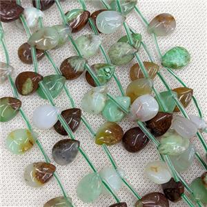 Natural Green Australian Chrysoprase Teardrop Beads Topdrilled, approx 10x14mm, 24pcs per st