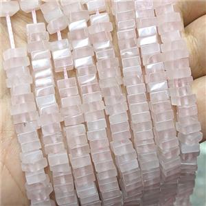 Natural Pink Rose Quartz Square Beads, approx 6mm