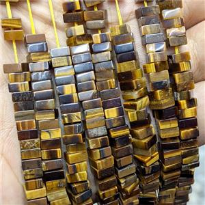 Natural Tiger Eye Stone Square Beads, approx 6mm