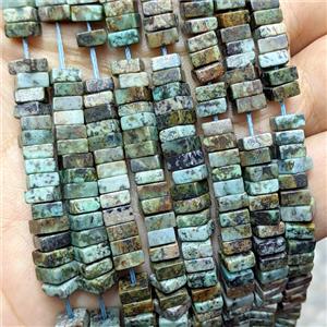 Natural African Turquoise Square Beads, approx 6mm