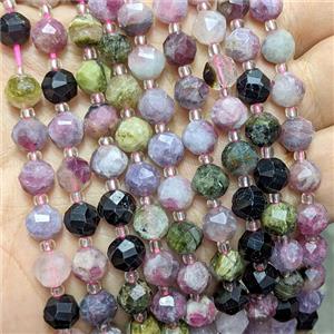 Natural Tourmaline Beads Multicolor Cutted Round, approx 8mm