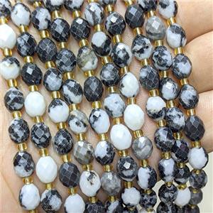 Zebra Jasper Beads White Black Faceted Rice, approx 6-8mm