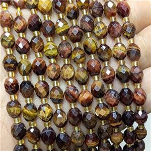 Natural Tiger Eye Stone Beads Yellow Red Faceted Rice, approx 6-8mm
