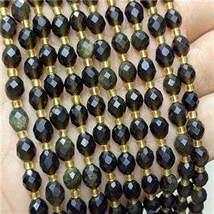 Natural Golden Obsidian Beads Faceted Rice, approx 6-8mm