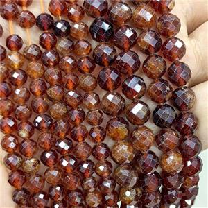 Natural Orange Garnet Beads Faceted Round, approx 8mm