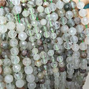 Natural Chlorite Quartz Beads Green Faceted Round, approx 6mm