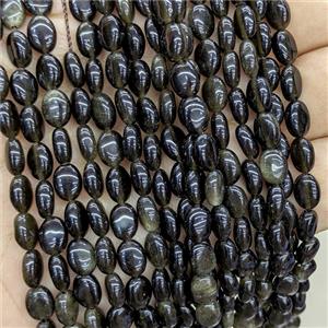 Golden Obsidian Oval Beads, approx 6-8mm