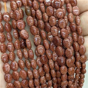 Golden Sandstone Oval Beads, approx 6-8mm