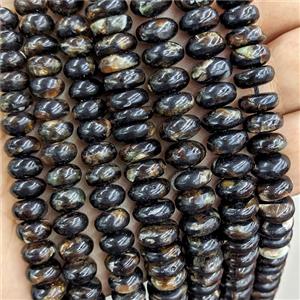 Natural Brazilian Biotite Beads Black B-Grade Smooth Rondelle, approx 6-10mm
