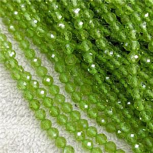 Natural Green Peridot Pony Beads AA-Grade Faceted Round, approx 4mm