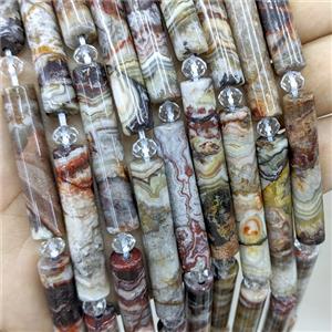 Natural Mexican Crazy Lace Agate Tube Beads, approx 8-40mm, 8pcs per st