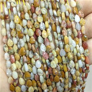 Natural Yellow Crazy Lace Agate Teardrop Beads Faceted, approx 4-6mm