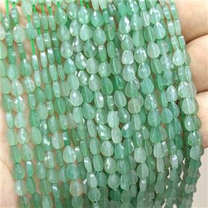 Natural Green Aventurine Teardrop Beads Faceted, approx 4-6mm