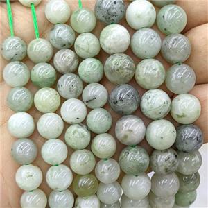 Natural Chinese Sinkiang Garnet Beads Green Smooth Round, approx 10mm