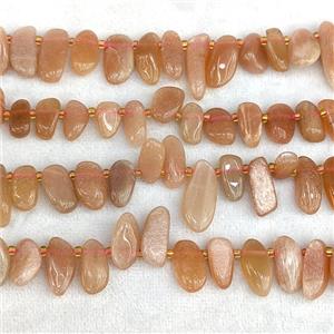 Natural Peach Moonstone Chips Beads Freeform Topdrilled, approx 7-15mm