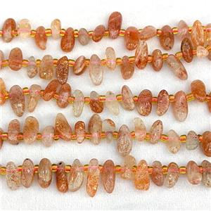 Natural Orange Sunstone Chips Beads Freeform Topdrilled, approx 7-15mm