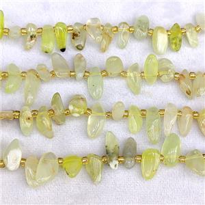 Natural Olive Prehnite Chips Beads Freeform Topdrilled, approx 7-15mm