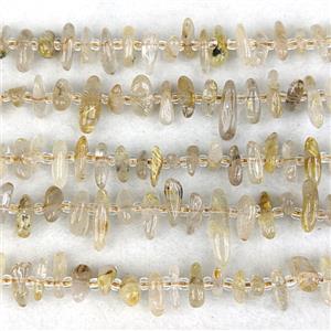 Golden Rutilated Quartz Chips Beads Freeform Topdrilled, approx 7-15mm