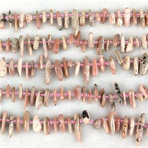 Natural Pink Rhodochrosite Chips Beads Freeform Topdrilled, approx 7-15mm
