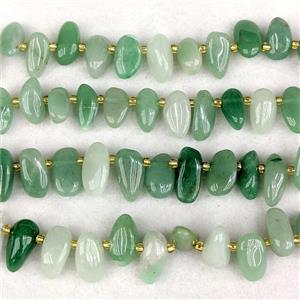 Natural Green Aventurine Chips Beads Freeform Topdrilled, approx 7-15mm