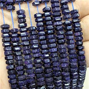Blue Sandstone Hexagon Beads, approx 6mm