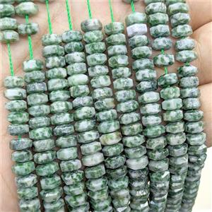 Natural Green Dalmatian Jasper Hexagon Beads, approx 6mm