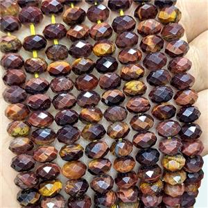Natural Red Tiger Eye Stone Rondelle Beads Faceted, approx 5x8mm