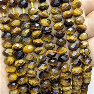 Natural Tiger Eye Stone Rondelle Beads Faceted, approx 5x8mm