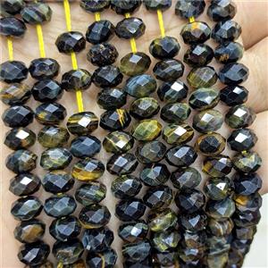 Natural Tiger Eye Stone Rondelle Beads Blueyellow Faceted, approx 5x8mm