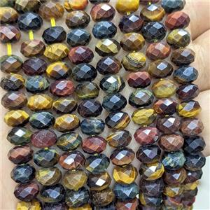 Multicolor Tiger Eye Stone Rondelle Beads Faceted, approx 5x8mm
