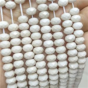 Natural White River Jasper Rondelle Beads Faceted, approx 5x8mm
