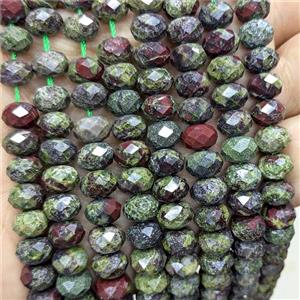 Natural Dragon Bloodstone Beads Green Faceted Rondelle, approx 5x8mm